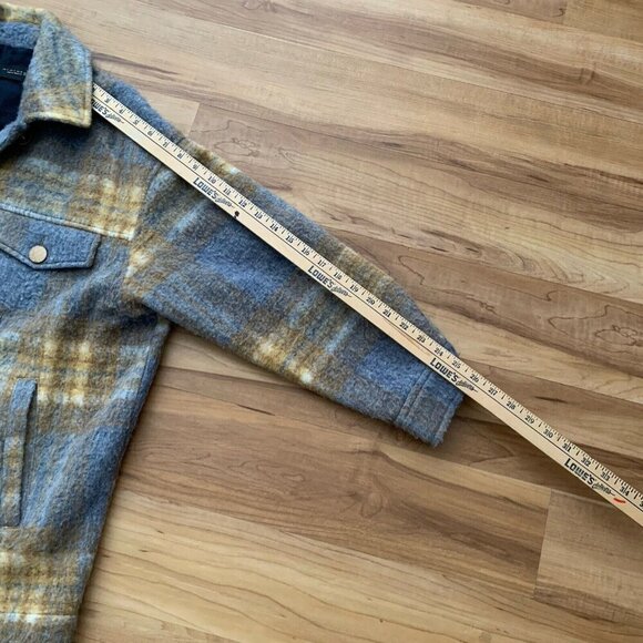 Zara Mix Blue Brown Plaid Shacket Button Long Sleeve Women’s Small Pockets - Picture 5 of 12